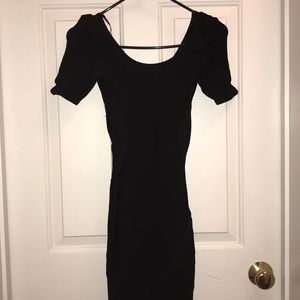 Black Short Sleeve Bandage Dress